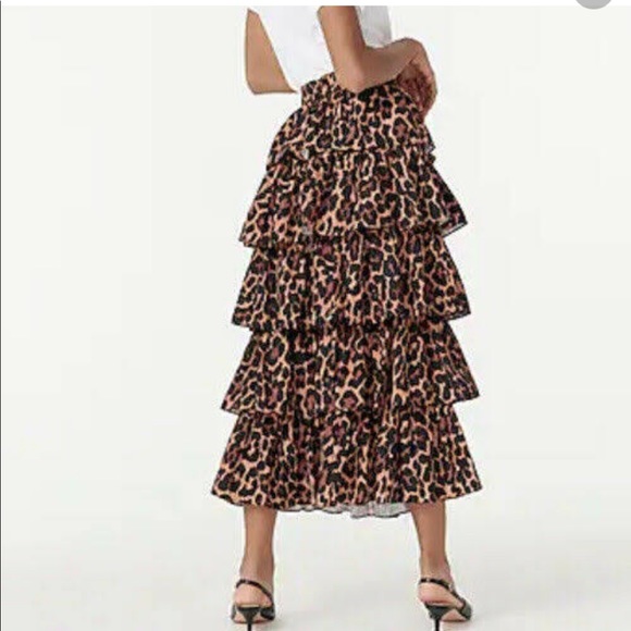 NWT J-Crew Ruffle maxi skirt in leopard - size 8 - Picture 4 of 9
